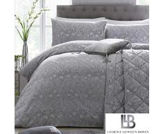 Laurence Llewelyn-Bowen Silver Iris – Jacquard Bettwäsche-Set, Silber, Doppelbett