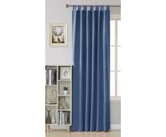 Deconovo Gardinen Kinderzimmer Schlafzimmer Verdunkelungsvorhang Schlaufen, Stoff, Blau, 175x140