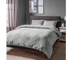 Sleepdown Teddy-Fleece Bettwäsche-Set für Einzelbett, Grau