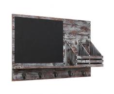 MyGift Country rustikal braun Holz Wand montiert Diele Mail Sortiermaschine Rack w/5 Schlüssel Haken und schwarz Kreidetafel