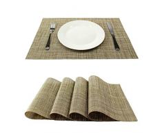 GEFEII PVC Platzdeckchen Gewebtes Vinyl rutschfest Wasserdicht Platzsets feucht hitzebeständig Solide Platzsets Kissen für Küche Esszimmer Party Tischmatten 45 * 30cm/17.5 * 12 Inch Aprikose