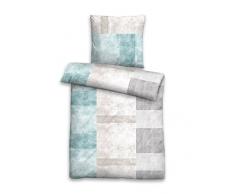 Castell 0060886 Satin Bettwäsche Garnitur mit Kopfkissenbezug (Baumwolle) 1x 135x200 cm + 1x 80x80 cm, eisblau