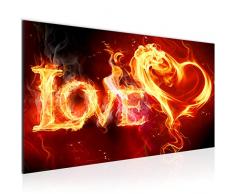 Bilder Abstrakt Feuer Love Wandbild 100 x 40 cm Vlies - Leinwand Bild XXL Format Wandbilder Wohnzimmer Wohnung Deko Kunstdrucke Rot 1 Teilig - MADE IN GERMANY - Fertig zum Aufhängen 101612a