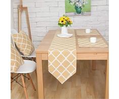 Shukii Tischläufer Home Tischdecke Dekorativ 2 Seiten Baumwolle Leinen Klassische Tischunterlage Esszimmer Party Urlaub Dekoration, Gelbe Lingge, 12 x 82(32 * 210cm)
