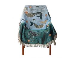 yousa Meerjungfrau Decke Sea Animal Ocean Landschaft Überwurf Decke Strickdecke, baumwolle, Meerjungfrau-Türkis, 35x59