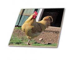 3dRose 50406_1 Keramikfliese, Hahn, 10 cm