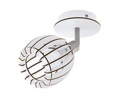 EGLO Wandlampe Cossano-Spot, 1 flammige Wandleuchte, Deckenleuchte, Wandspot aus Stahl und Holz, Fassung: E14, nickel matt, weiß