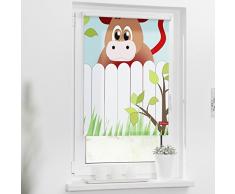 Lichtblick Rollo Klemmfix, 80 x 150 cm mit Motiv Ochse Otto - Bunt Montage ohne Bohren, moderner Sicht-und Sonnenschutz, Motivrollo, lichtdurchlässig & Blickdicht
