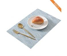 Amidaky Runde gewebte Platzsets, Thermo-Isolierung, Esstisch, rund, Baumwolle, Tischsets, Grau, 35,6 cm, 6 Stück Blau a