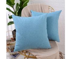 MERNETTE Dekorativer Überwurf-Kissenbezug, Kissenbezug, Heimdekoration, Dekoration für Sofa, Couch Bett, Stuhl 18x18 blau
