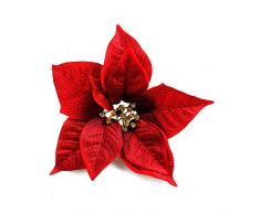 ornerx 10 Pcs Glitter Weihnachtsstern Blume Weihnachtsbaum Ornament Rot 22,9 cm Art Deco 9 Rot