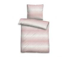 biberna 0843321 Melange-Flanell Bettwäsche Garnitur mit Kopfkissenbezug (Baumwolle) 1x 135x200 cm + 1x 80x80 cm, Rose