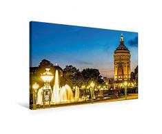 Calvendo Premium Textil-Leinwand 75 cm x 50 cm Quer, Mannheim - Wasser Turm | Wandbild, Bild auf Keilrahmen, Fertigbild auf Echter Leinwand, Leinwanddruck: Das Wahrzeichen Mannheims Orte Orte