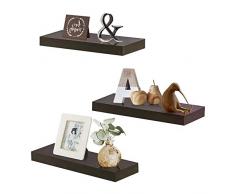 Inart Wandregal für Wandmontage, 15 cm tief, 3 Stück espressobraun