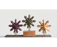 Creative Co-op Folding Paper Gold Snowflake Tree Topper Weihnachtsbaumspitze, Holz, Bunt, 14 x 12