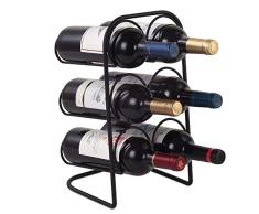 Buruis Weinregal für 6 Flaschen, Metall, elegant, freistehend schwarz
