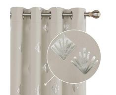Deconovo Verdunkelungsvorhang Folie Bedruckt glänzend Diamant Muster Ösen Lichtblocking Fenster Vorhänge für Wohnzimmer 2 Panels, Textil Polyester, beige, 52 x 84 inch