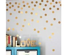 amaonm® Set Abnehmbare Gold Metallic Vinyl Decor Wandtattoo Polka Dot Rund Kreis Dots Art Abziehen & Aufkleben Wandbild Aufkleber für KidsGirls Kinderzimmer Schlafzimmer Wohnzimmer Hintergrund 1.6x108pcs gold