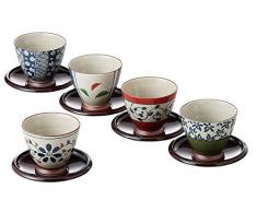 Saikai Keramik Japanische Tee Tasse und Untertasse Set 5 Mustern aus Japan 13041
