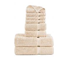 Indulge Handtuch-Set aus türkischem Leinen, Dobby Bordüre Traditionell beige