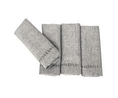 Grelucgo Handgefertigter Hohlsaum grau Esstischläufer oder Kommode Schal 18 x 18 Napkins (Set of 4) grau