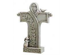 Saint Francis von Assisi Stein Kunstharz Garten Kreuz Statue, 45,7 cm