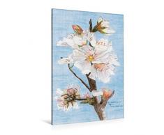 Calvendo Premium Textil-Leinwand 80 cm x 120 cm hoch, Mandelblütenzweig Algarve - Pastellkreide | Wandbild, Bild auf Keilrahmen, Fertigbild auf echter mit ihrer puren Schönheit Kunst Kunst