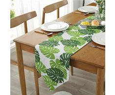 Shukii Tischläufer Home Tischdecke Dekorativ 2 Seiten Baumwolle Leinen Klassische Tischunterlage Esszimmer Party Urlaub Dekoration 12” x 82“(32 * 210cm) grün