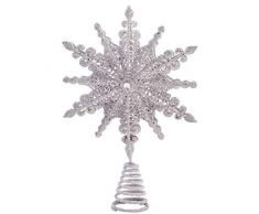 Christmas Traditions Weihnachtsbaumspitze mit glitzerndem Stern, 20 und 28 cm Small Silber
