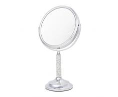 Danielle Two-Sided 5X Magnification Kosmetikspiegel mit Glaskristallen und Perlenstiel, Chrome