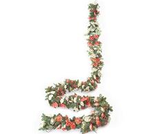 Miracliy 5 Pack 41 FT Fake Rose Vine Blumen Pflanzen Künstliche Blumen Zum Aufhängen Rose Ivy Home Hotel Büro Hochzeit Party Garten Craft Art Decor Champagnerfarben