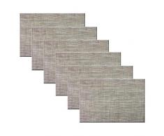 pigchcy Platzsets, hitzebeständig, rutschfest, waschbar, leicht zu reinigen, gewebtes Vinyl, kleine doppelte Bordüre Set of 6 A4: Khaki