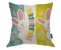 Moslion Gestreifte Kissen Dekorativer Überwurf Kissenbezug Retro Regenbogenfarben Ozean Wellenmuster Zickzack Fischgrätenmuster Kissenbezug 45,7 x 45,7 cm Baumwolle Leinen quadratisch Kissenbezug für Sofa Bett 18x18 Inch Fmd-03