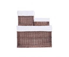 e-wicker24 Regalkörbe aus Weide, Korb, Dunkelbraun, 60 x 40 x 40 cm, 3-Einheiten