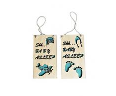 DrCor Baby Türschild – Shh Baby Asleep – Babyzimmer Hängeschild „Please Do Not Disturb“ – Türknauf Aufhänger Schild von 2 Aircraft and Footprints