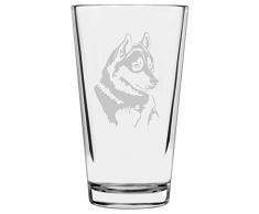 Libbey Bierglas mit Hundemotiv, geätzt, 450 ml, glas, Husky, H