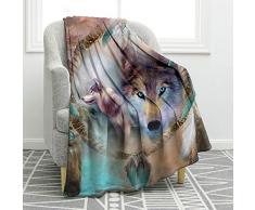 Jekeno Überwurf, weich, leicht, strapazierfähig, gemütlich, für Bett und Couch-Decke, Plüsch, Mikrofaser, 127 x 152 cm Lion5