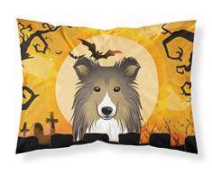 Carolines Treasures BB1800PILLOWCASE Halloween Sheltie Fabric Standard Pillowcase, Large, Multicolor
