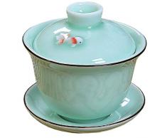 Gaiwan traditionellen Tee Tasse aus Tasse, Untertasse und Deckel sancai Damen WAN Tee Set Teekanne Kungfu Tee-Set (6)