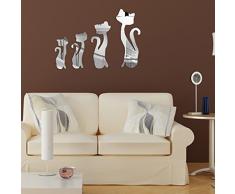 Walplus Katzen Spiegel Wandkunst, Silber