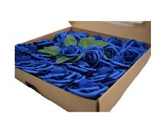 Shine-co Beleuchtung, künstliche Rosen, 25 Stück, echte Haptik, künstliche Rosen aus Schaumstoff, für DIY Hochzeit, Blumenstrauß, Party, Jahrestag, Arrangement Dekoration Loyal Blue