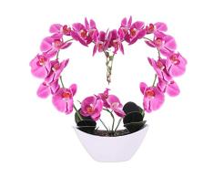 LingRenDu Orchideen-Pflanze für künstliche Blumen, Orchideen, Kunstpflanze, Orchideenarrangement, perfekte Verpackung, 11 Köpfe, 4 Farben mit Holzvase für Umweltschutz Aixin-violett