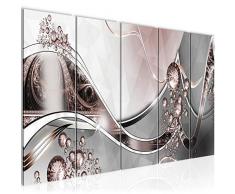 Bilder Abstrakt Wandbild 200 x 80 cm Vlies - Leinwand Bild XXL Format Wandbilder Wohnzimmer Wohnung Deko Kunstdrucke Rosa Grau 5 Teilig - MADE IN GERMANY - Fertig zum Aufhängen 109155a