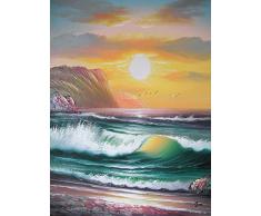 Rflkt Sea Surf - Große Kunst Öl auf Leinwand Gemälde - Hervorragende Qualität und Handwerkskunst, handgefertigte Wandkunst