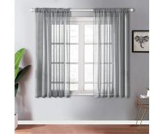 YOKISTG Vorhänge aus Leinen, für Schlafzimmer, Wohnzimmer, Fenster, 2 Paneele 54 x 54 grau