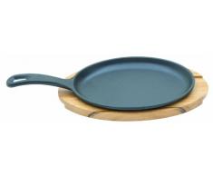 Tramontina 10239/407 Ovale mit Griff und Holzuntersetzer FSC, Untersetzer 305 x 185 x 15 mm - Grillplatte 380 x 190 x 20 mm