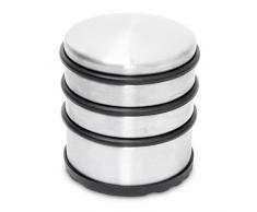 Relaxdays Türstopper schwer, Türfeststeller mit Gummiringen, Türpuffer aus Edelstahl & Gummi, HBT: 75x68x68 mm, silber