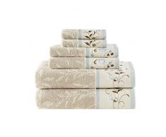 Madison Park Serene Handtuch-Set, Bestickt, Baumwolle, Jacquard, 6-teilig, Blau