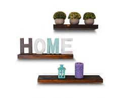 East World Wandregal mit Metallelementen, rustikales Holz, 3 Stück Wandregal und rustikale Wanddekoration – Badezimmerregal, für Küche, Wanddekoration, Wohnzimmer, Schlafzimmer