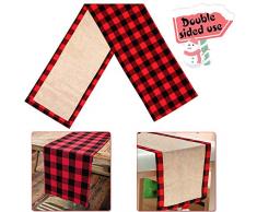 Fowecelt Tischläufer für Party, Hochzeit, Dekoration, Küche, Zuhause, Picknick, Esstisch, Fransen, Baumwolle, handgewebt, Tischläufer 14 × 84 Weihnachtsrot